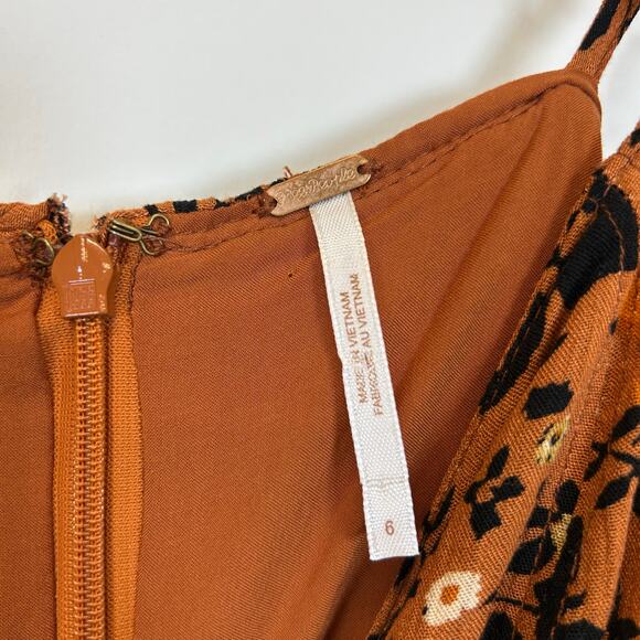 Free People x Revolve Kaley Mini Dress in Copper Combo Floral Mini Dress Sz 6 - Picture 3 of 9